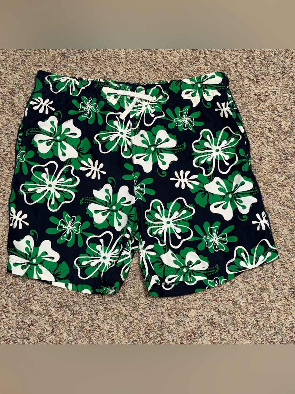 Men's size XL swim trunks Beverly Hills Polo Club Green White Floral Swim Shorts